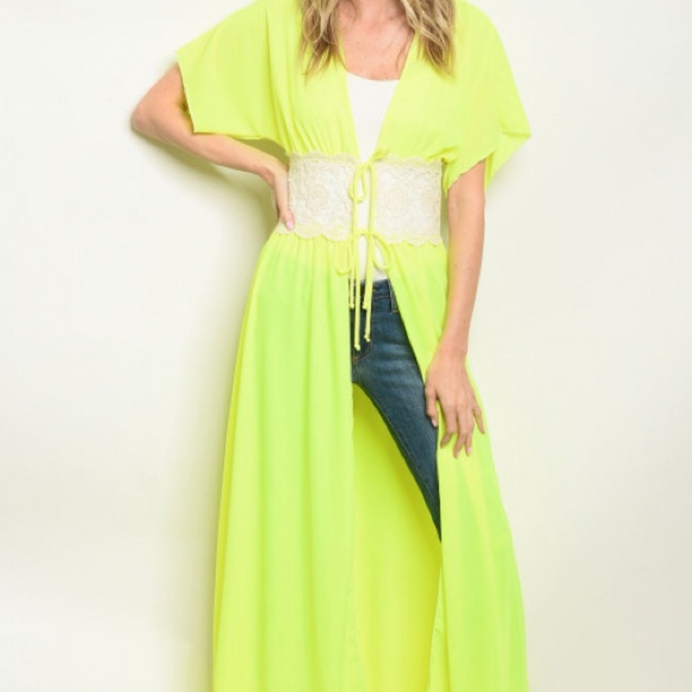 Neon Green/Ivory Kimono